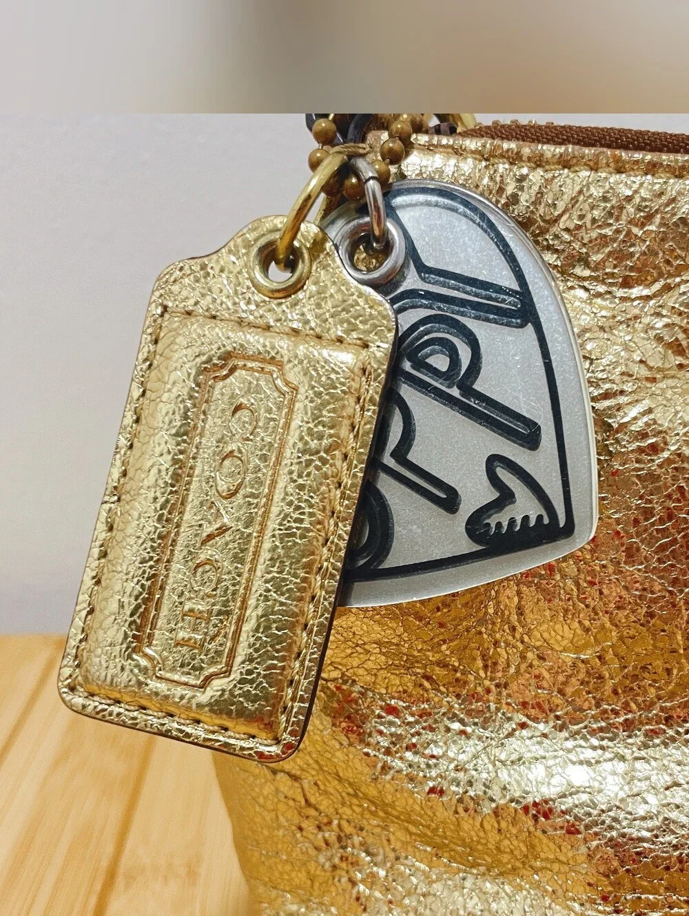 Rare Vintage Coach Y2K Poppy Metallic Gold Shoulder Bag 13850